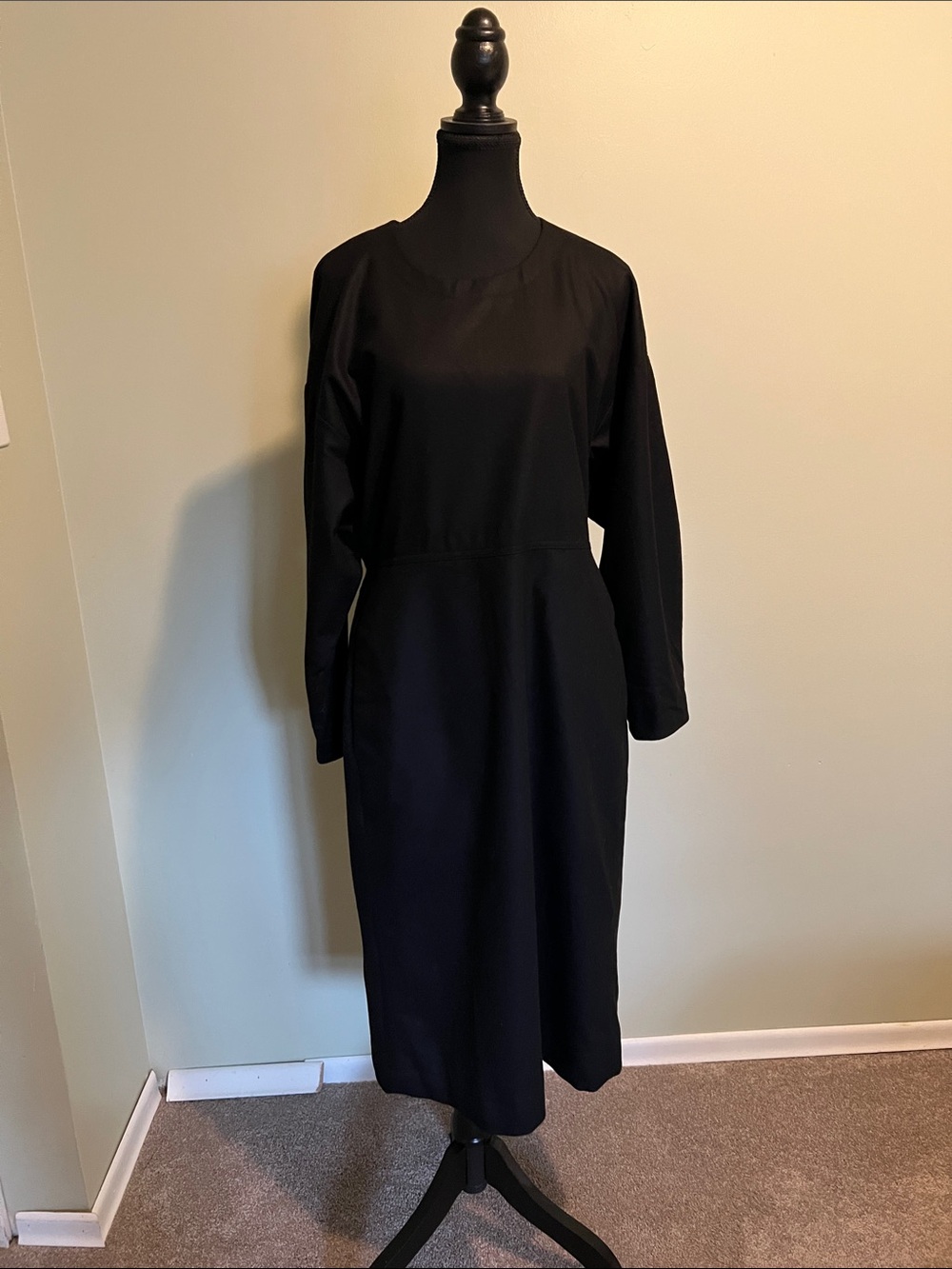 COS Black Long Sleeve Midi Dress